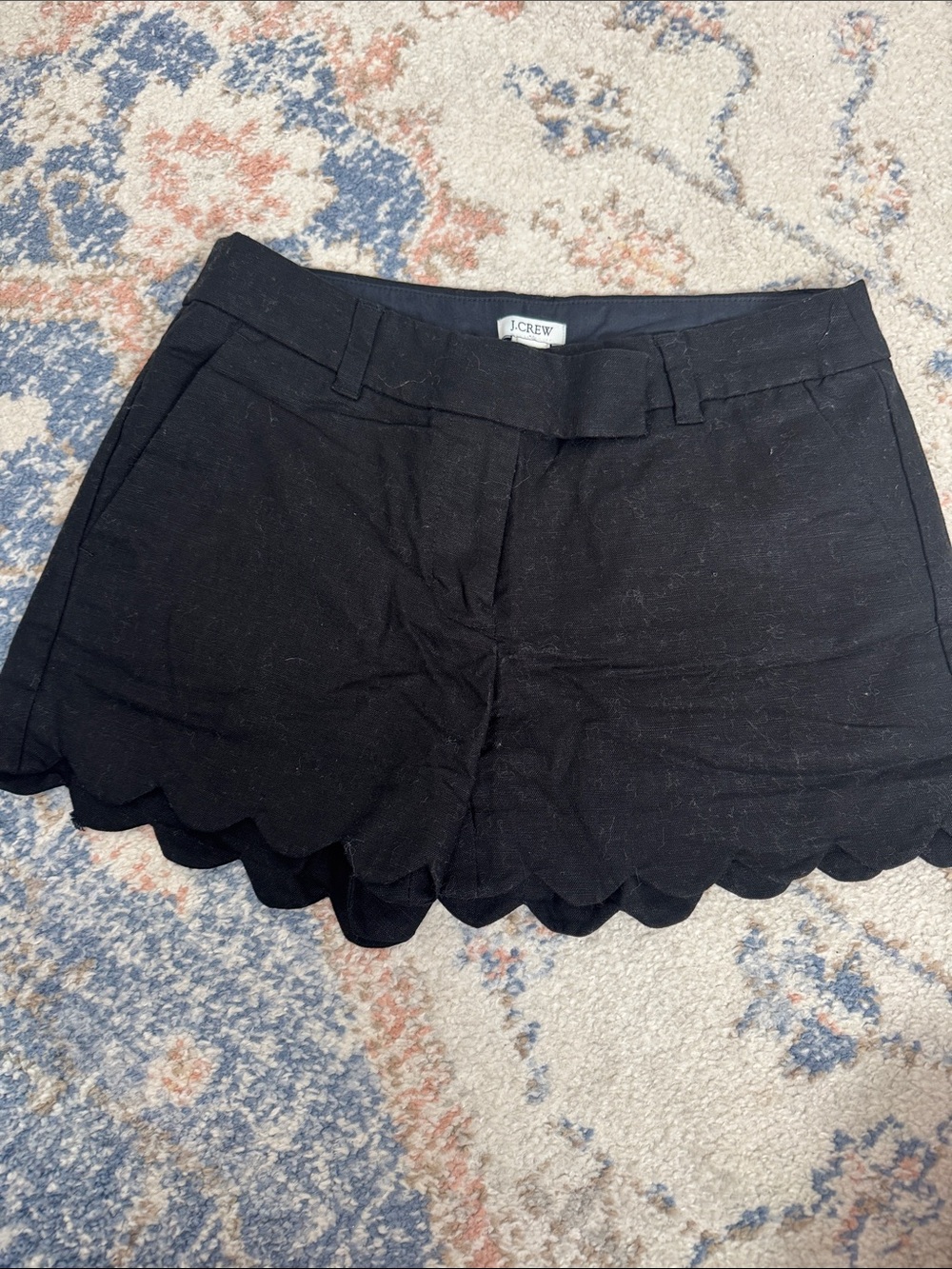 J. Crew Black Scalloped Hem High Waist Women's Shorts